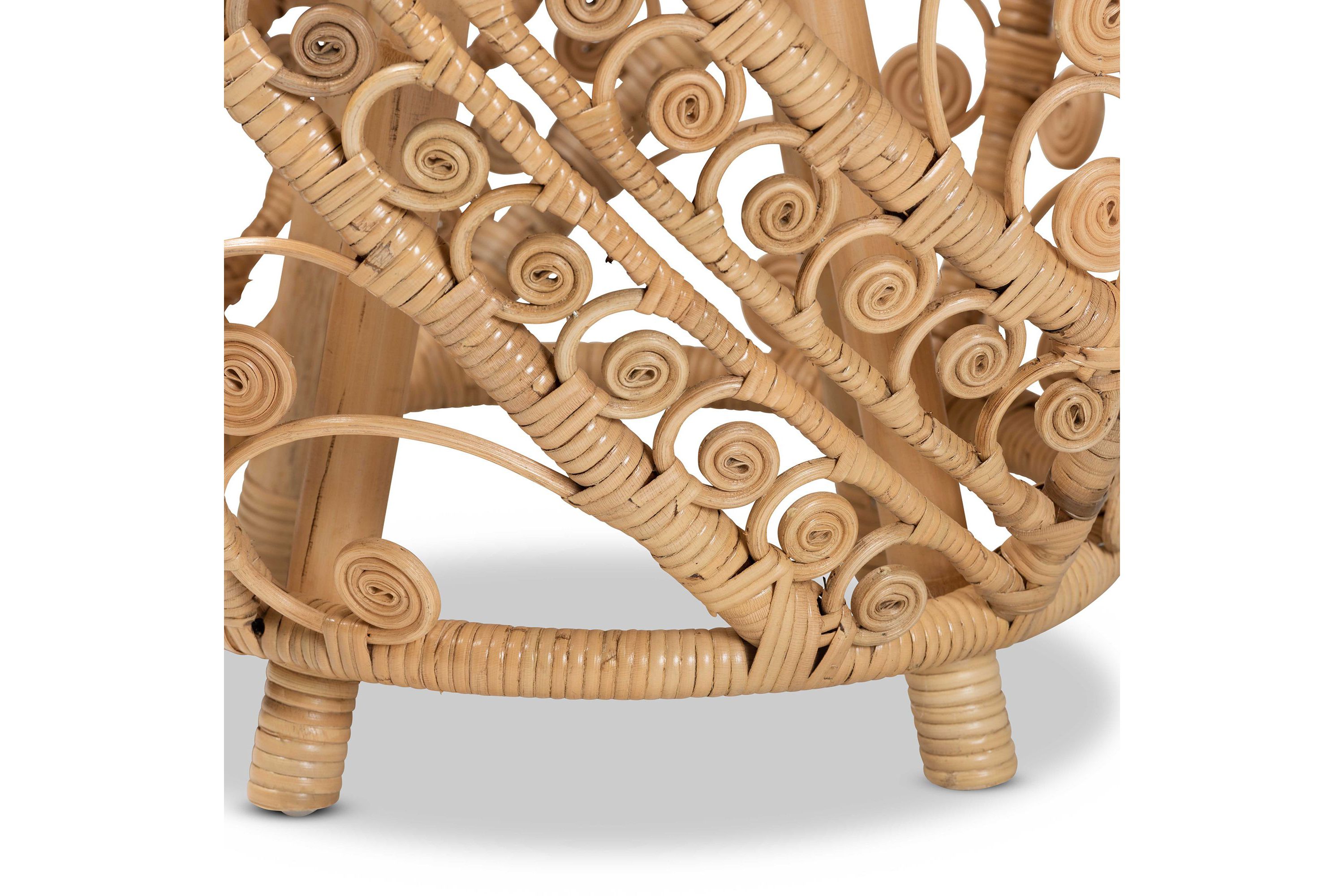 Saranna Modern Bohemian Natural Brown Finished Rattan End Table