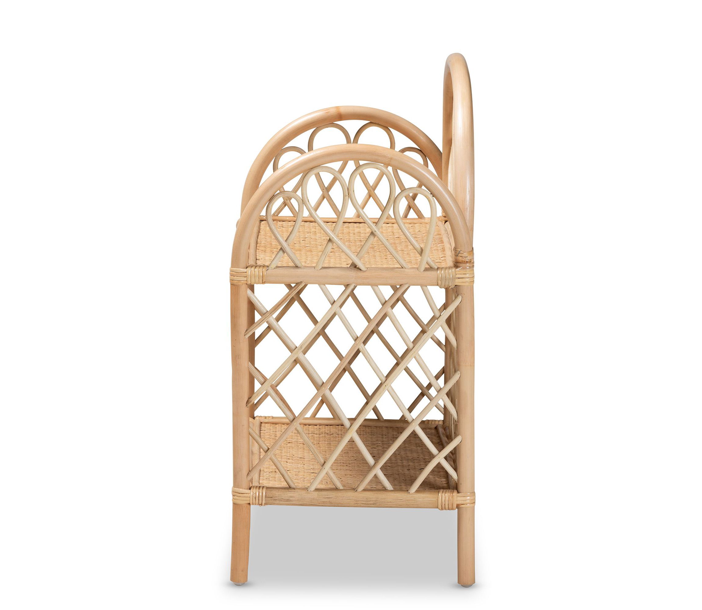 Hammond Modern Bohemian Natural Brown Rattan 2-Tier Display Shelf