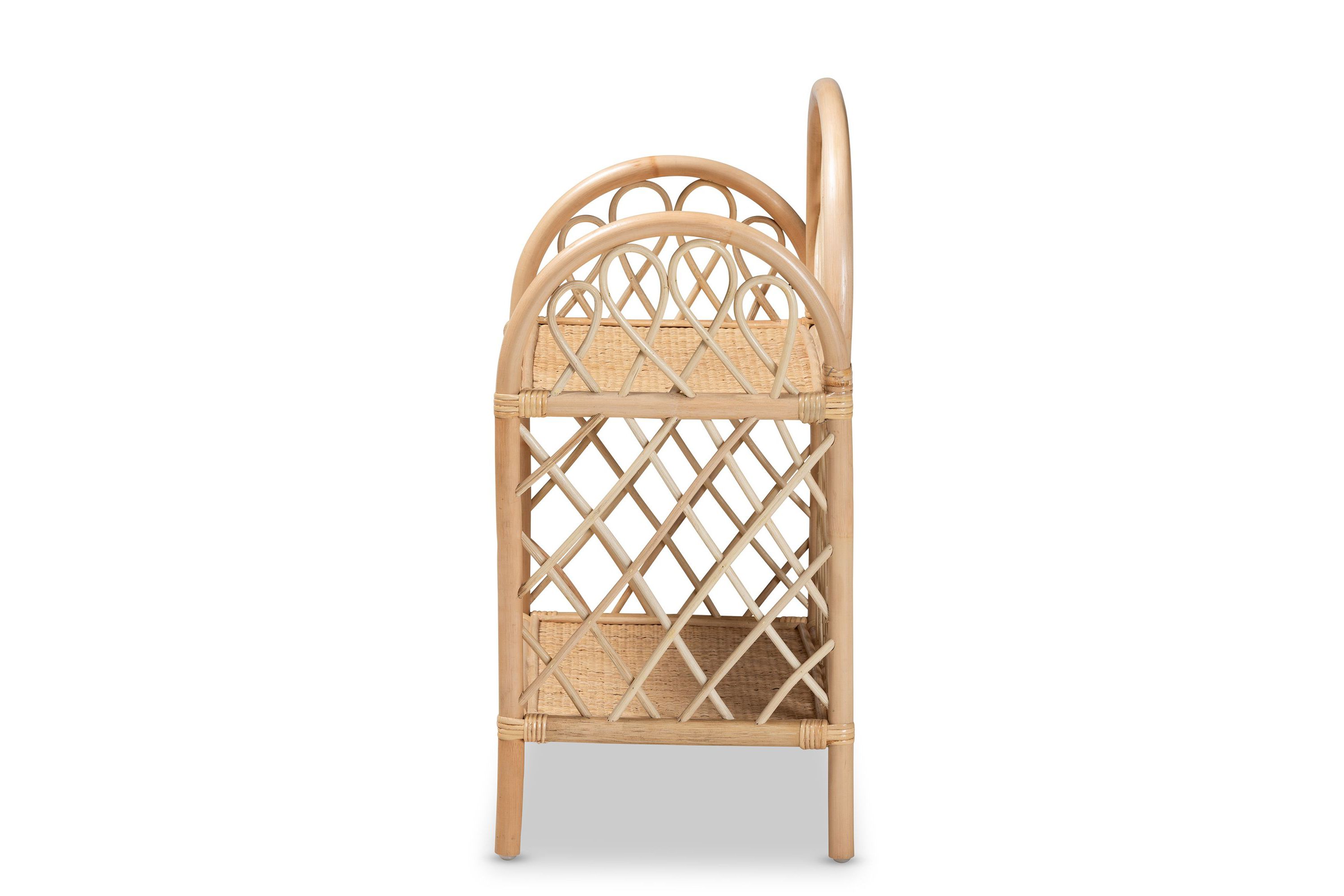 Hammond Modern Bohemian Natural Brown Rattan 2-Tier Display Shelf