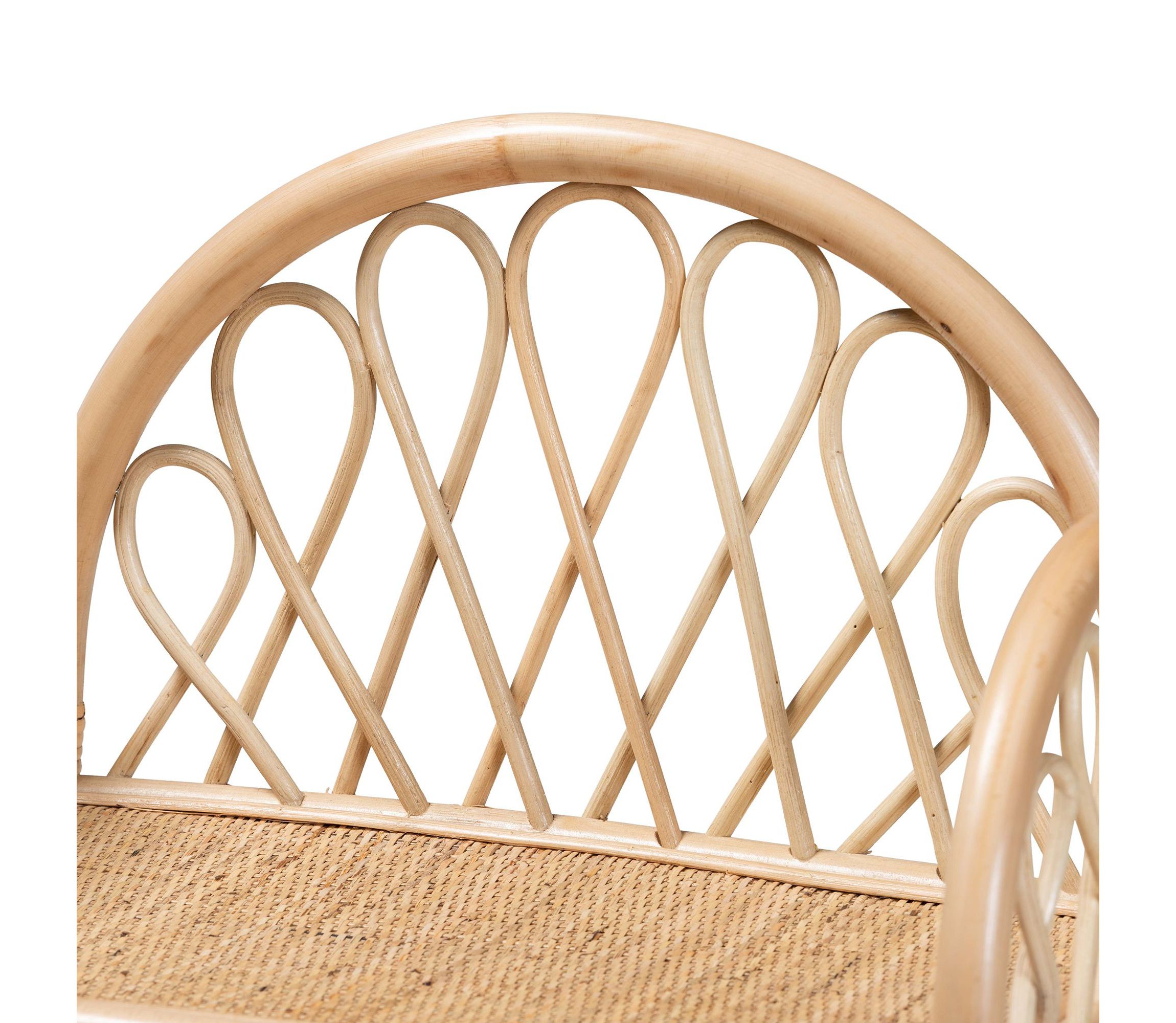 Hammond Modern Bohemian Natural Brown Rattan 2-Tier Display Shelf