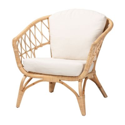 Feya Modern Bohemian Natural Brown Antique Rattan Armchair