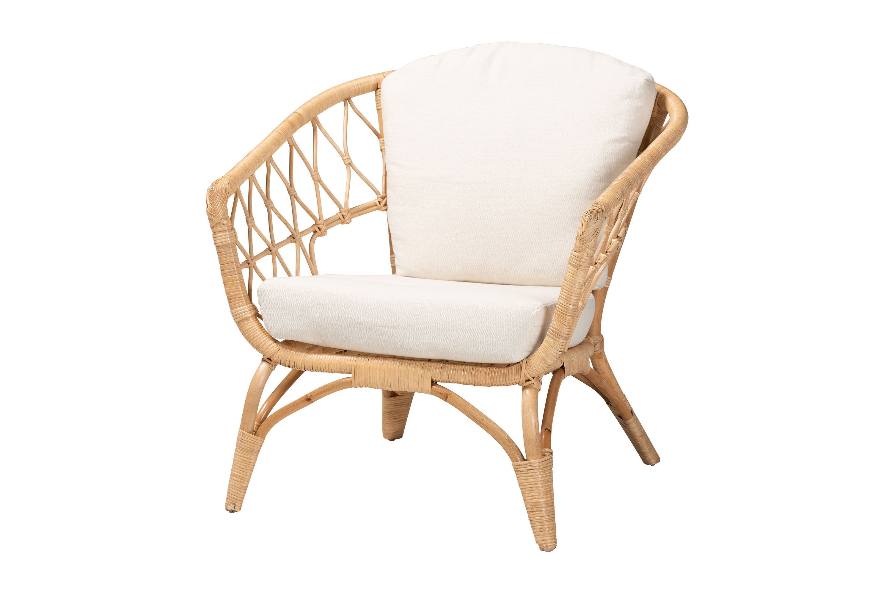 Feya Modern Bohemian Natural Brown Antique Rattan Armchair