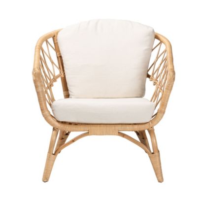 Feya Modern Bohemian Natural Brown Antique Rattan Armchair