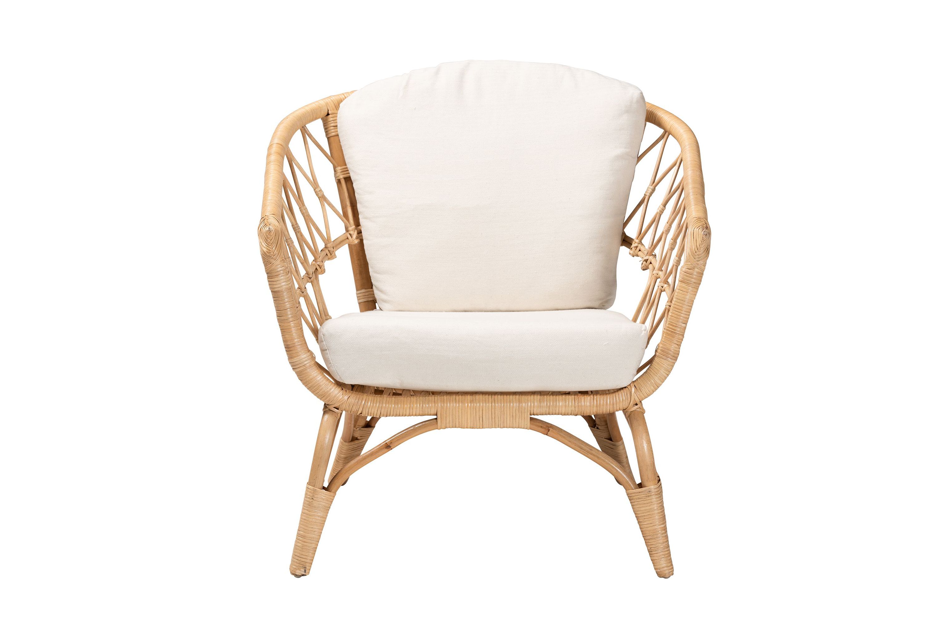 Feya Modern Bohemian Natural Brown Antique Rattan Armchair