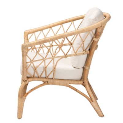 Feya Modern Bohemian Natural Brown Antique Rattan Armchair