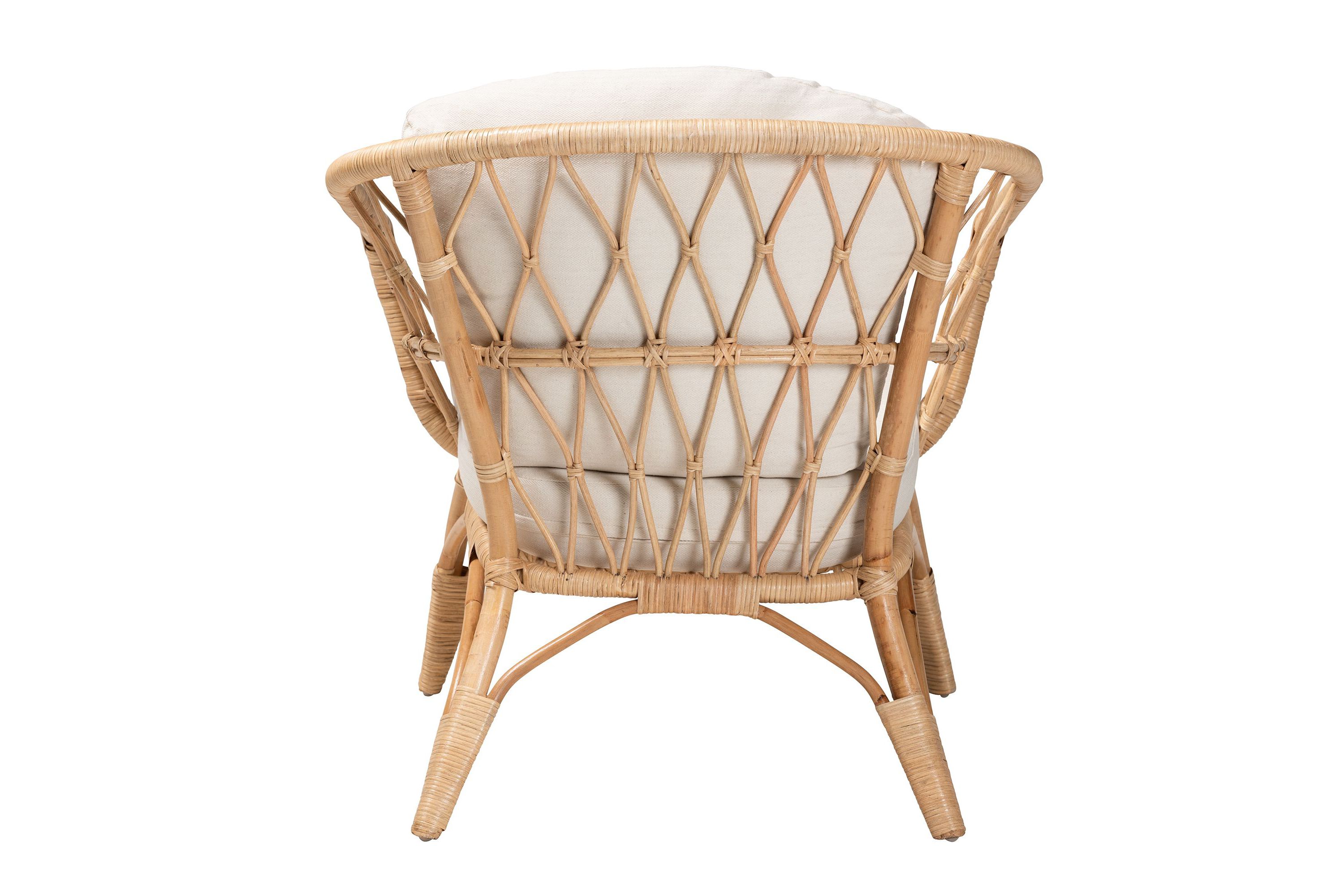 Feya Modern Bohemian Natural Brown Antique Rattan Armchair