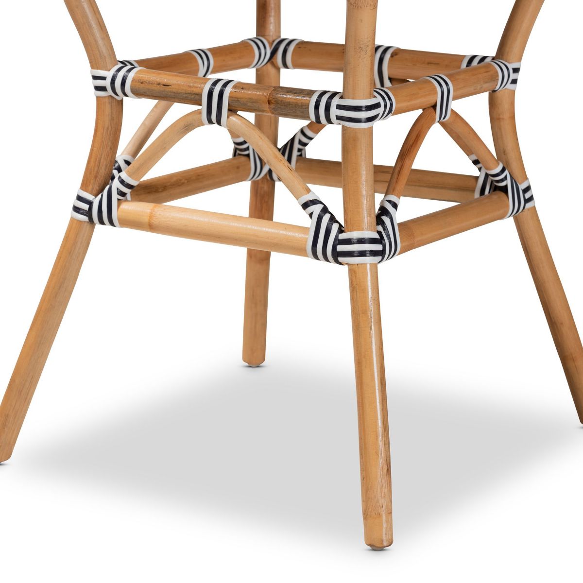 Tavor Classic French Black and White Weaving and Natural Brown Rattan Indoor and Outdoor Bistro Table