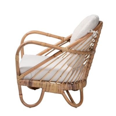 Aliane Modern Bohemian Natural Brown Antique Rattan Armchair