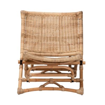 Herrara Modern Bohemian Natural Brown Antique Rattan Foldable Lounge Chair