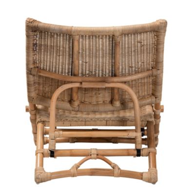 Herrara Modern Bohemian Natural Brown Antique Rattan Foldable Lounge Chair