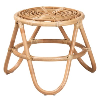 bali & pari Jacinda Modern Bohemian Natural Brown Rattan End Table