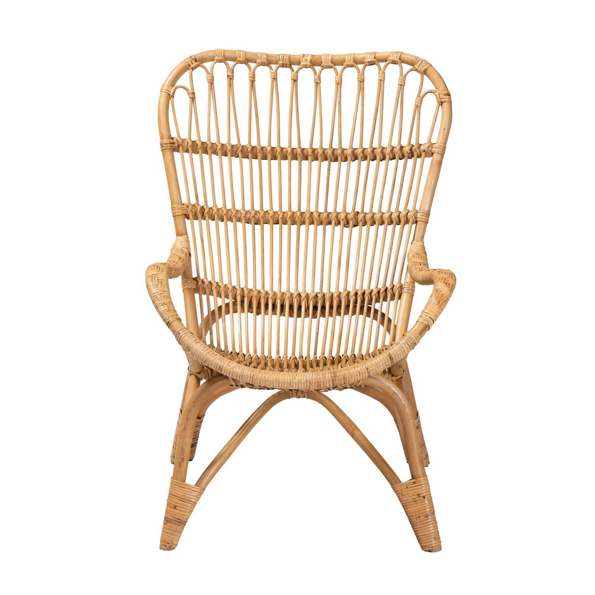 Earvin Modern Bohemian Natural Brown Rattan Armchair