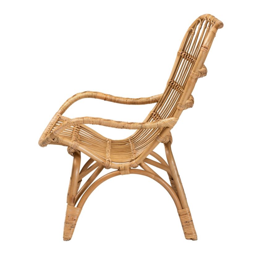 Earvin Modern Bohemian Natural Brown Rattan Armchair