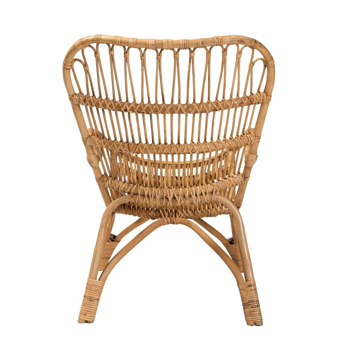 Earvin Modern Bohemian Natural Brown Rattan Armchair