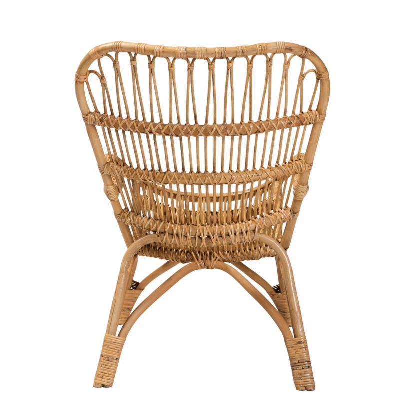 Earvin Modern Bohemian Natural Brown Rattan Armchair
