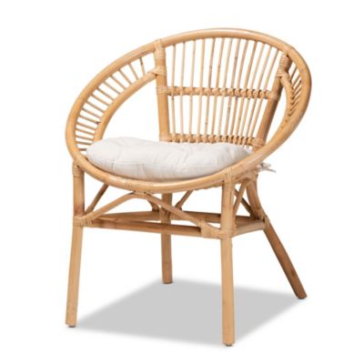 Adrina Modern Bohemian Natural Brown Rattan Dining Chairs