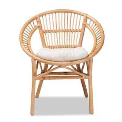 Adrina Modern Bohemian Natural Brown Rattan Dining Chairs