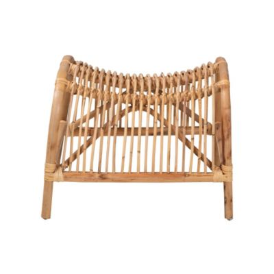 Lamaria Modern Bohmenian Natural Brown Antique Rattan Footstool