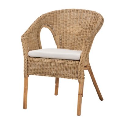 Abbey Modern Bohemian Natural Brown Antique Rattan Dining Chairs