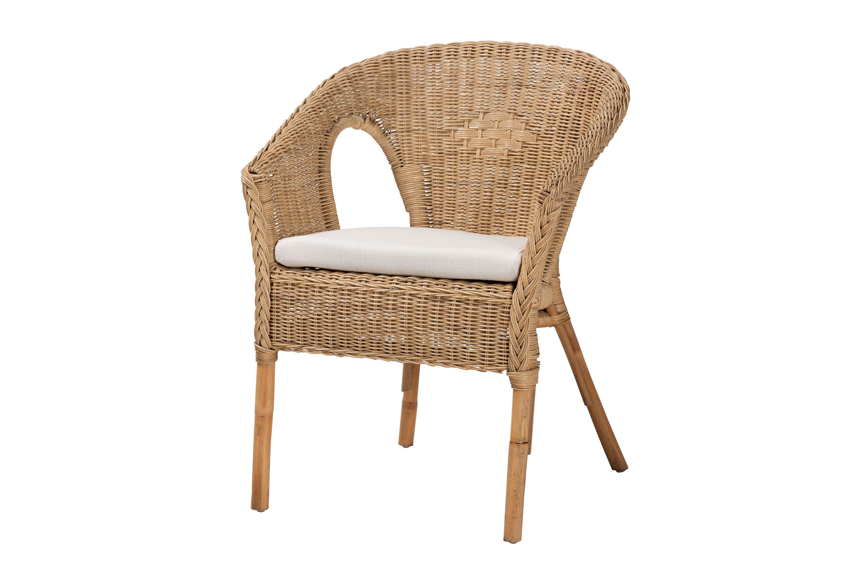 Abbey Modern Bohemian Natural Brown Antique Rattan Dining Chairs