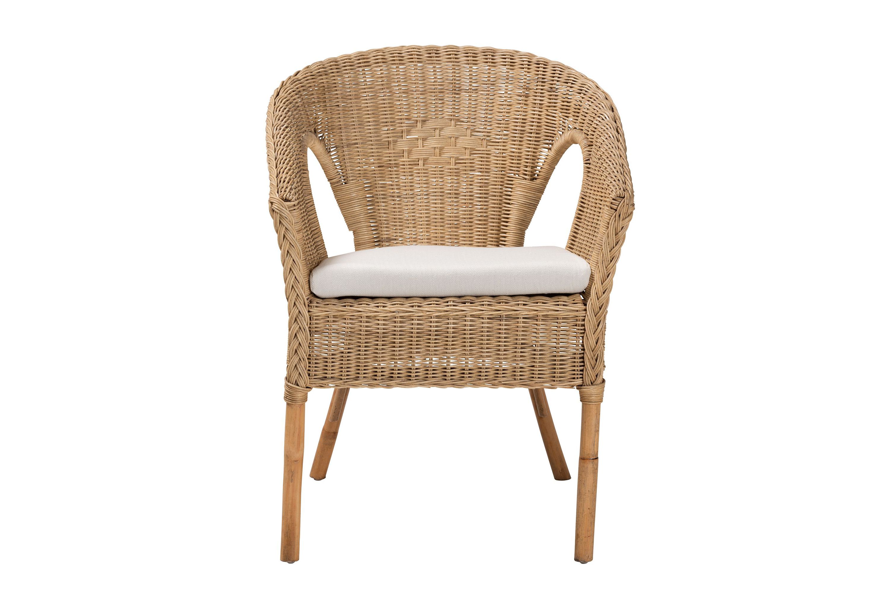 Abbey Modern Bohemian Natural Brown Antique Rattan Dining Chairs