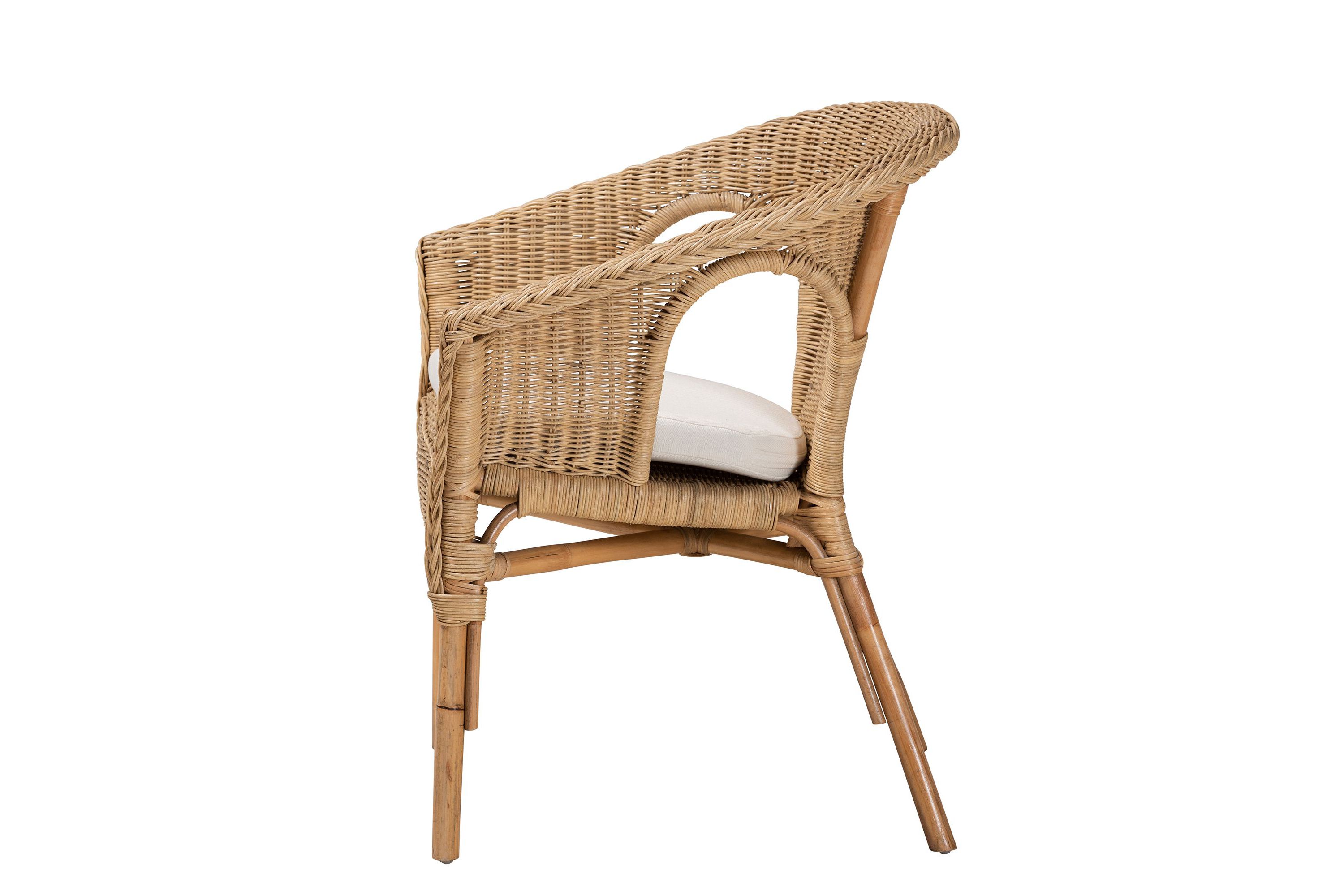 Abbey Modern Bohemian Natural Brown Antique Rattan Dining Chairs
