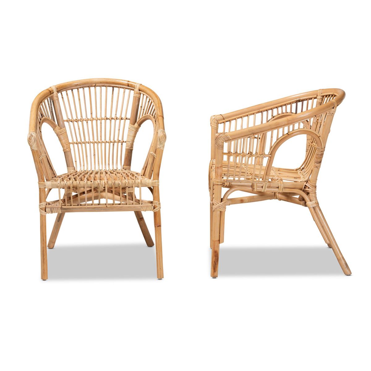 Alleta Modern Bohemian Natural Brown Rattan Dining Chairs