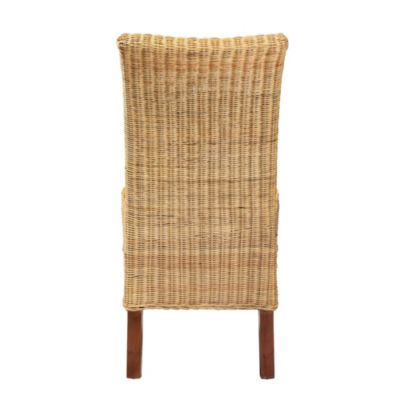 Shamara Modern Bohemian Natural Rattan and Mahogany Wood Dining Chairs