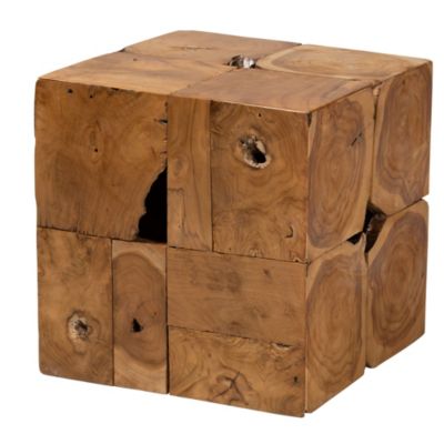 Eldora Rustic Transitional Natural Brown Teak Root End Table