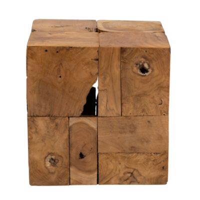 Eldora Rustic Transitional Natural Brown Teak Root End Table