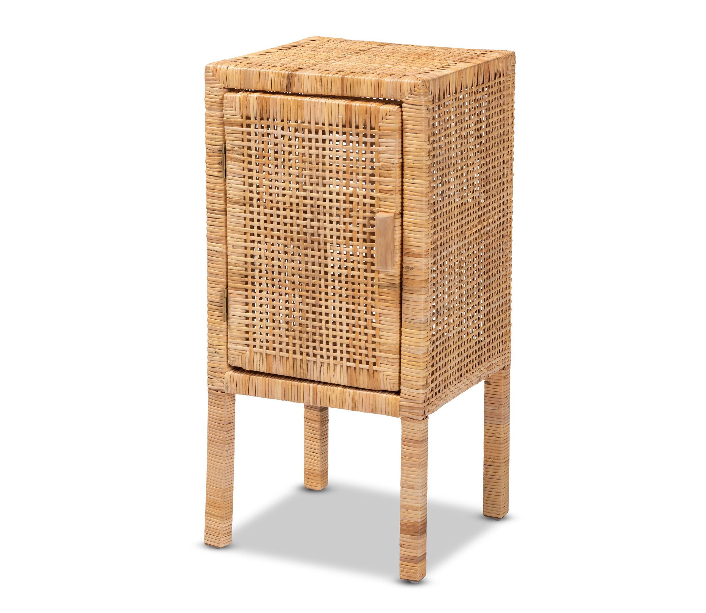 Vivan Modern Bohemian Natural Brown Rattan 1-Door Nightstand