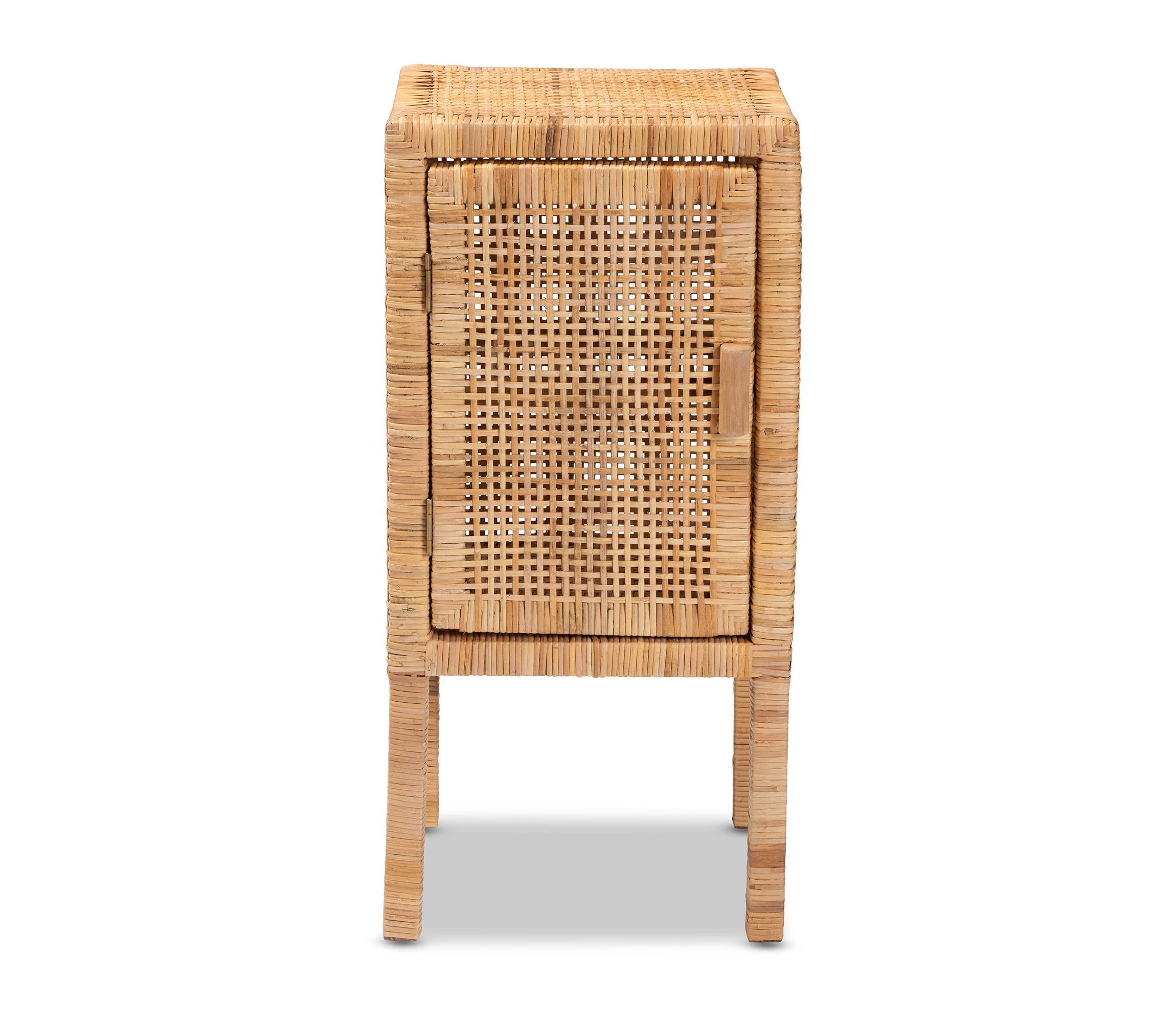 Vivan Modern Bohemian Natural Brown Rattan 1-Door Nightstand