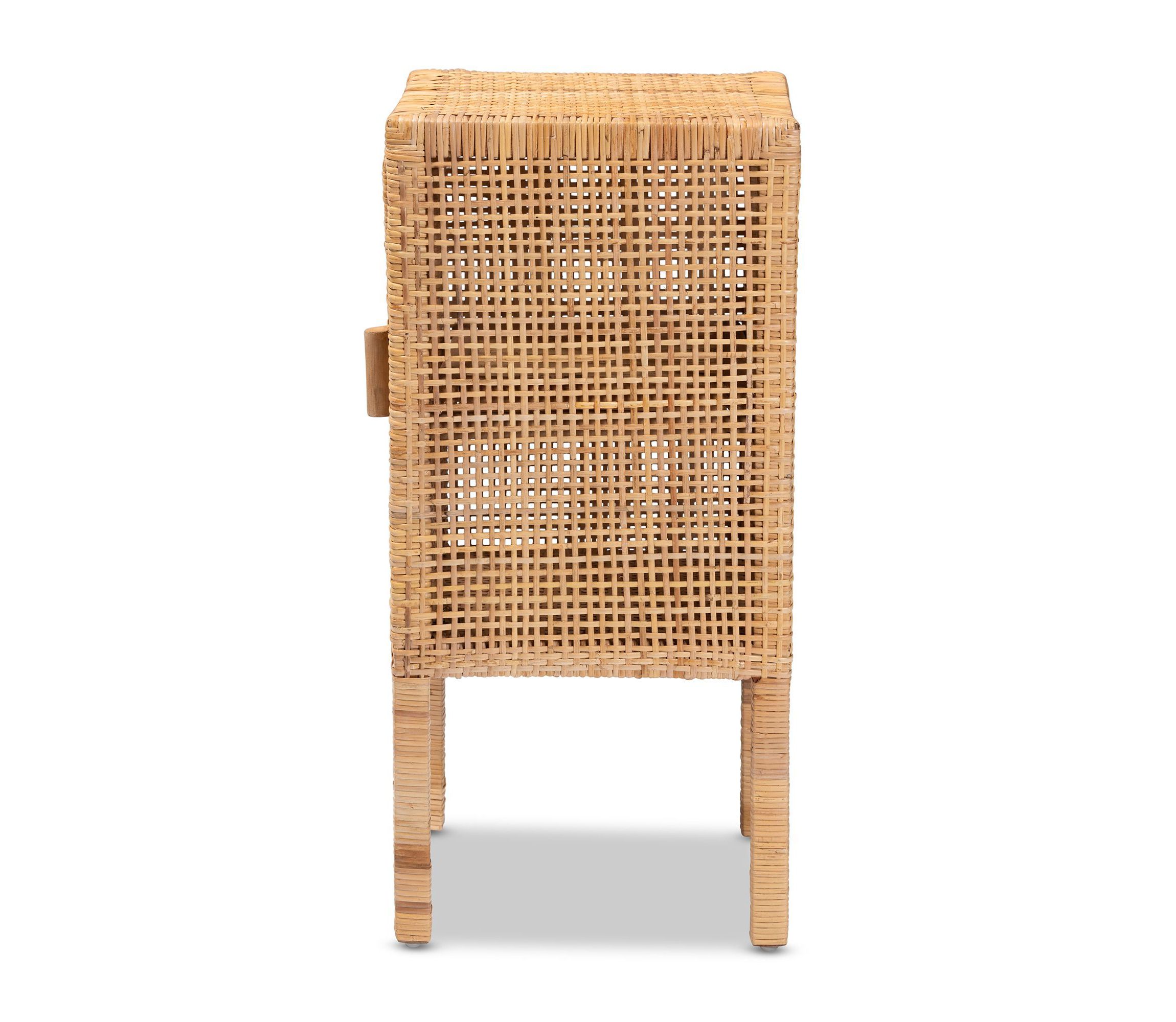 Vivan Modern Bohemian Natural Brown Rattan 1-Door Nightstand