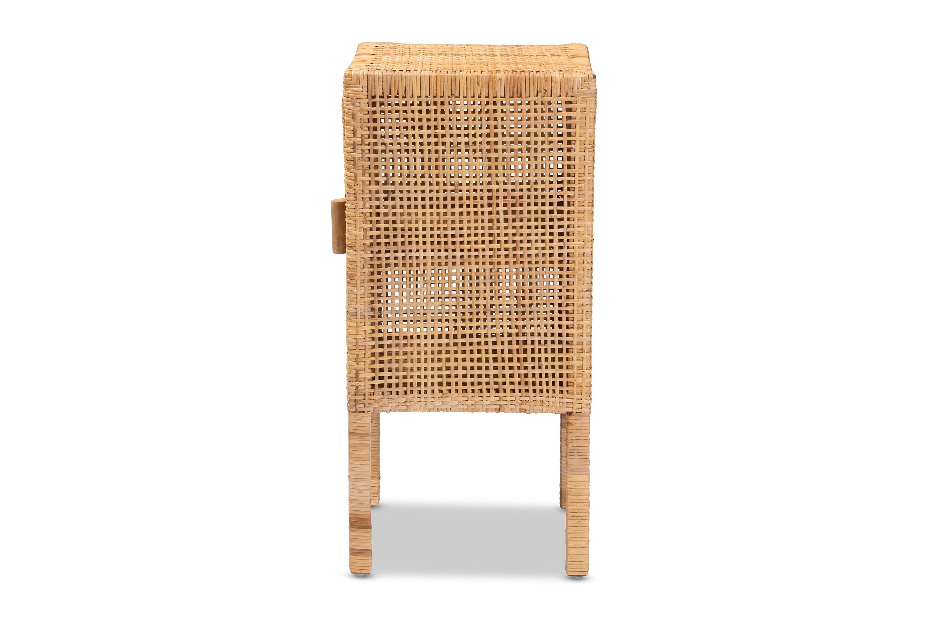 Vivan Modern Bohemian Natural Brown Rattan 1-Door Nightstand