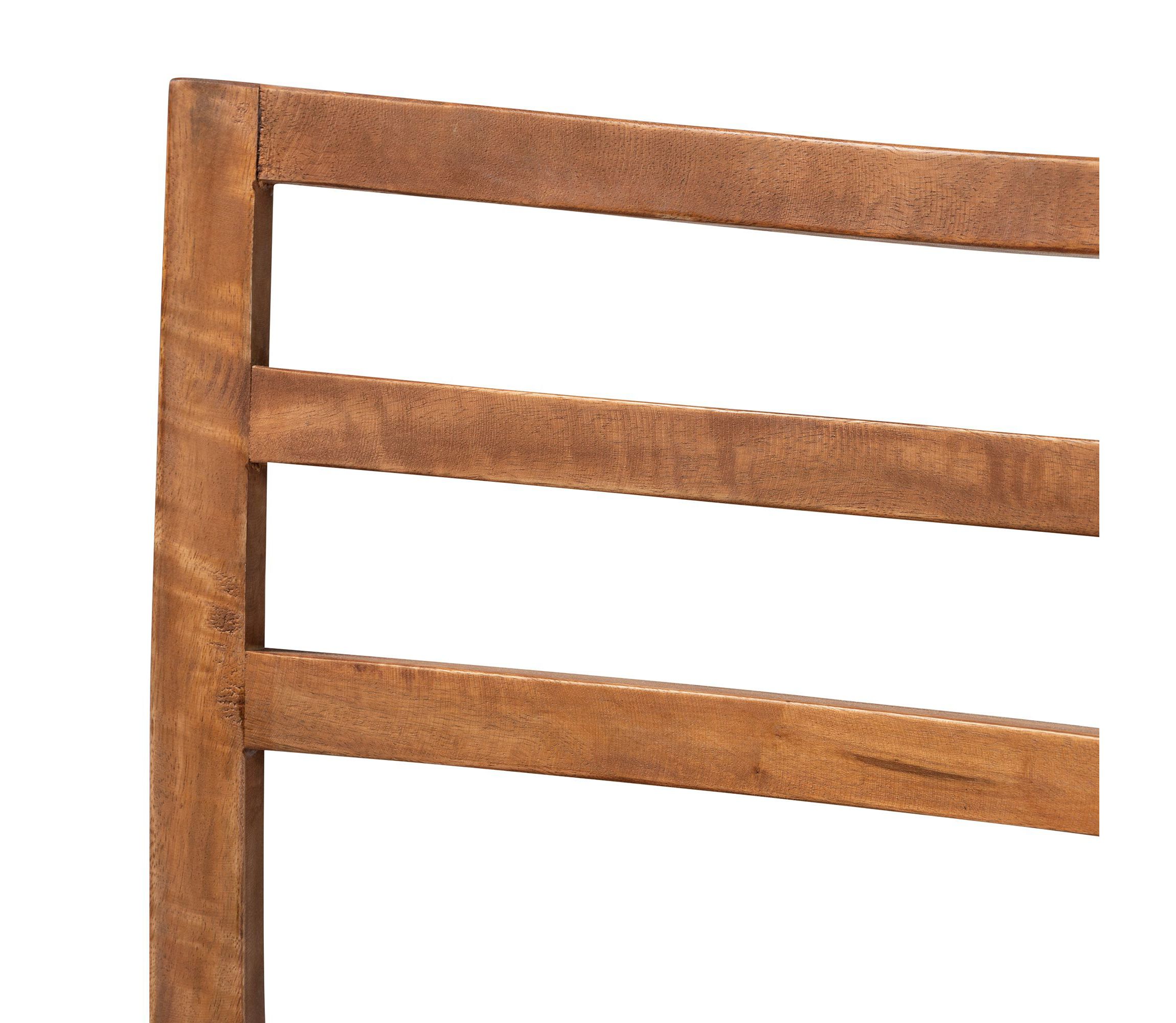 Arthur Mid-Century Modern Walnut Brown Mahogany Wood and Natural Rattan Dining Chairs