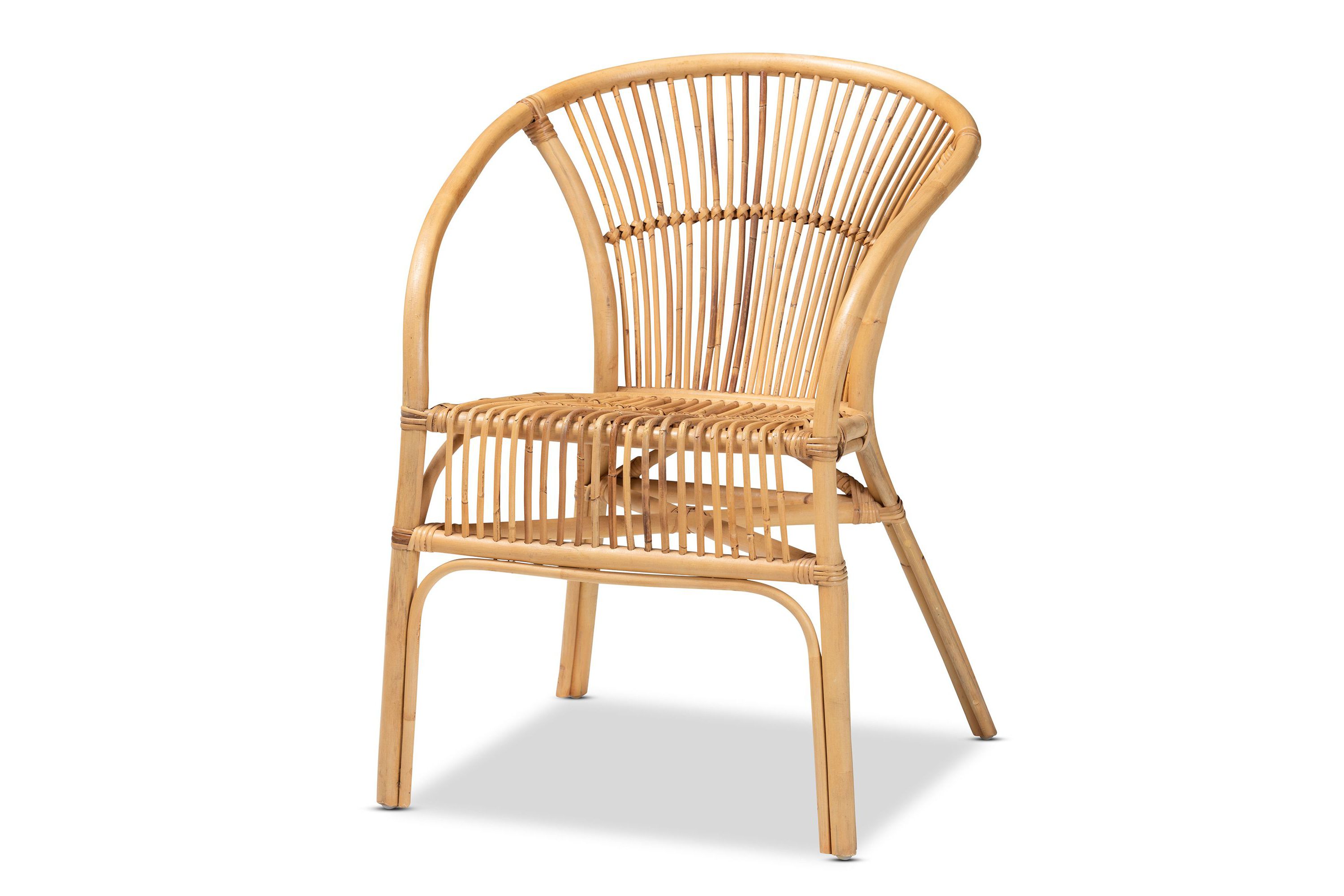Murai Modern Bohemian Natural Brown Rattan Dining Chairs