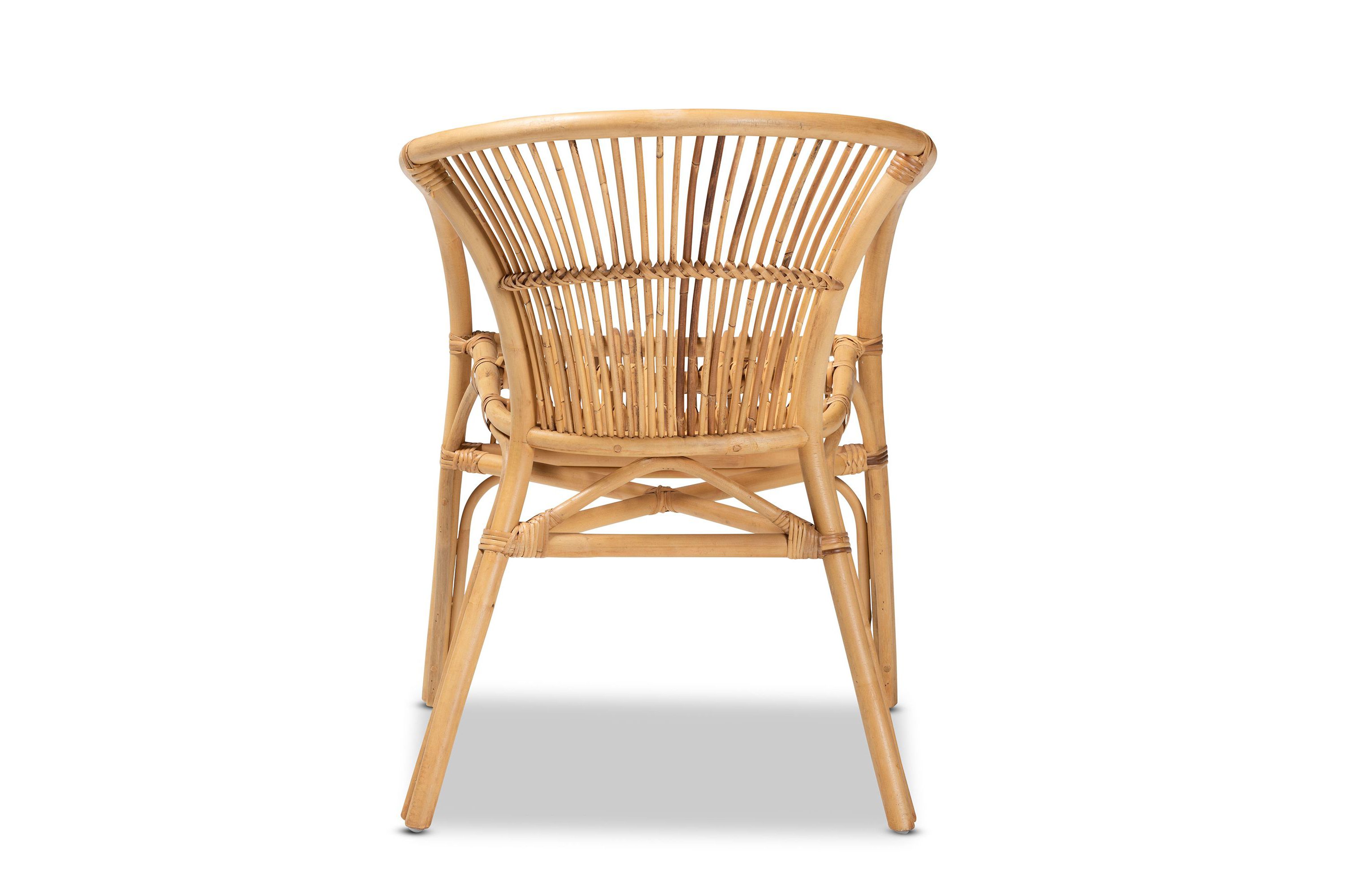 Murai Modern Bohemian Natural Brown Rattan Dining Chairs