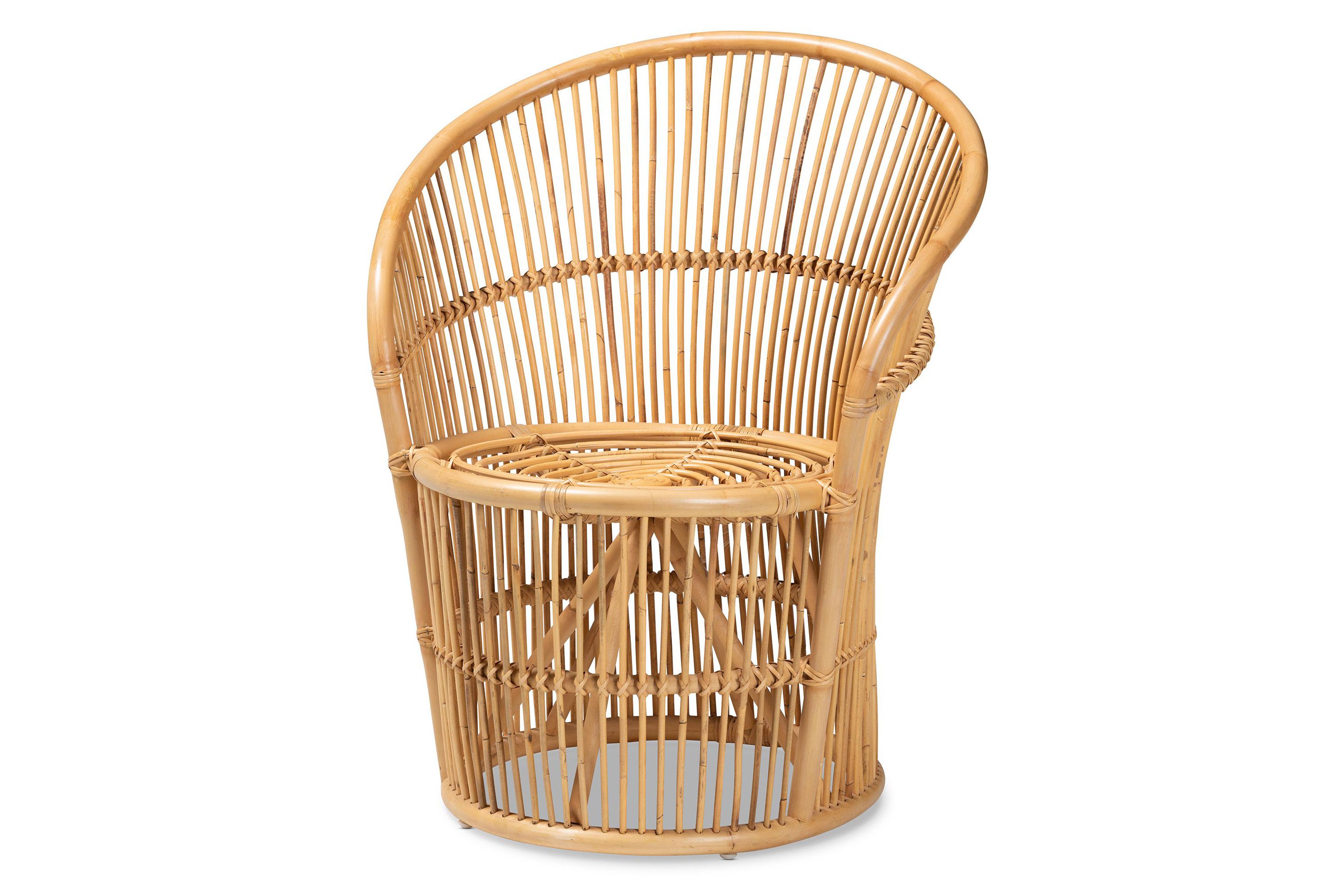 Narva Modern Bohemian Natural Brown Rattan Accent Chair