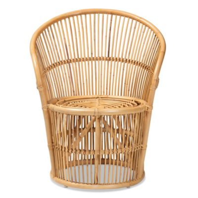 Narva Modern Bohemian Natural Brown Rattan Accent Chair