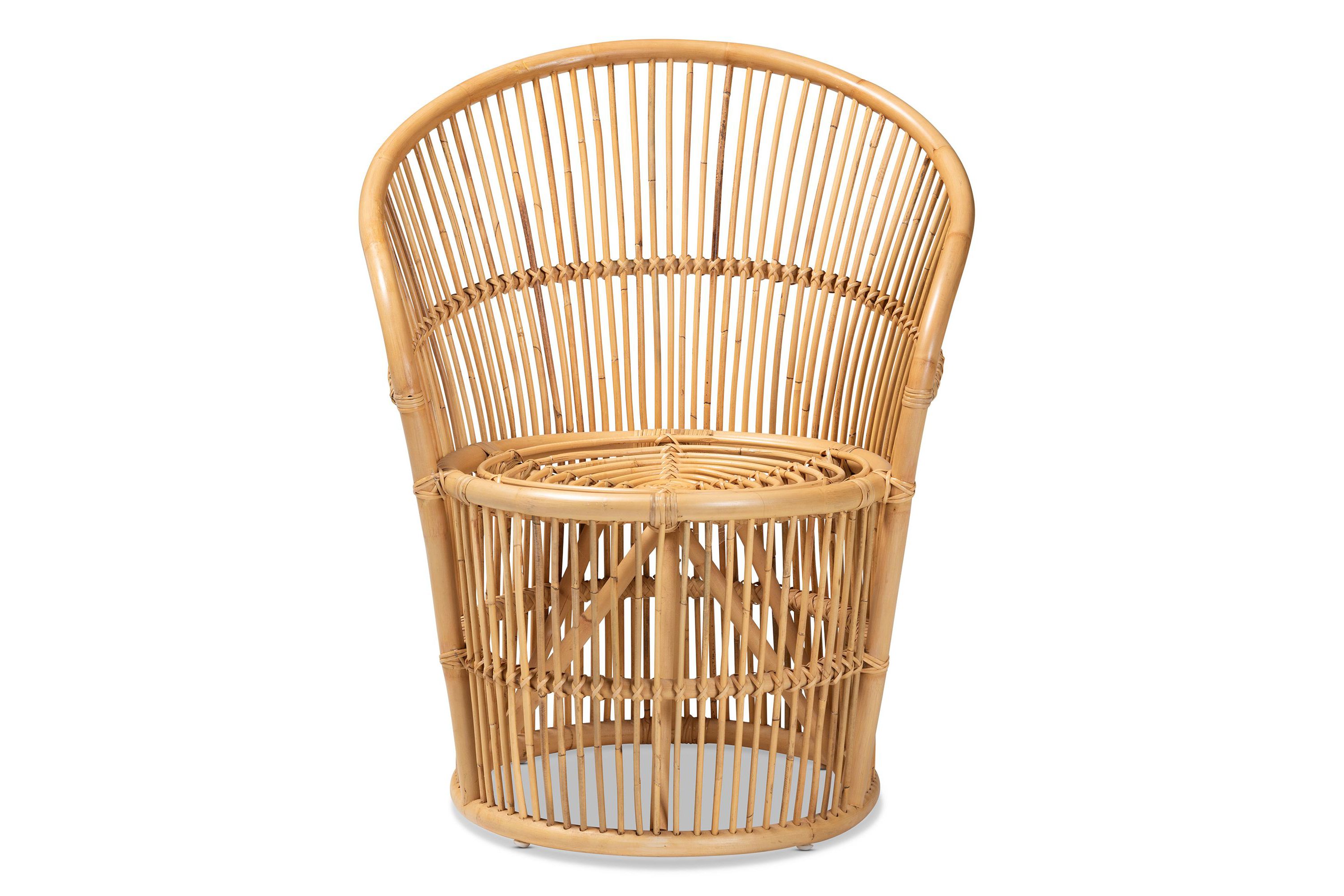 Narva Modern Bohemian Natural Brown Rattan Accent Chair