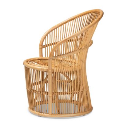 Narva Modern Bohemian Natural Brown Rattan Accent Chair