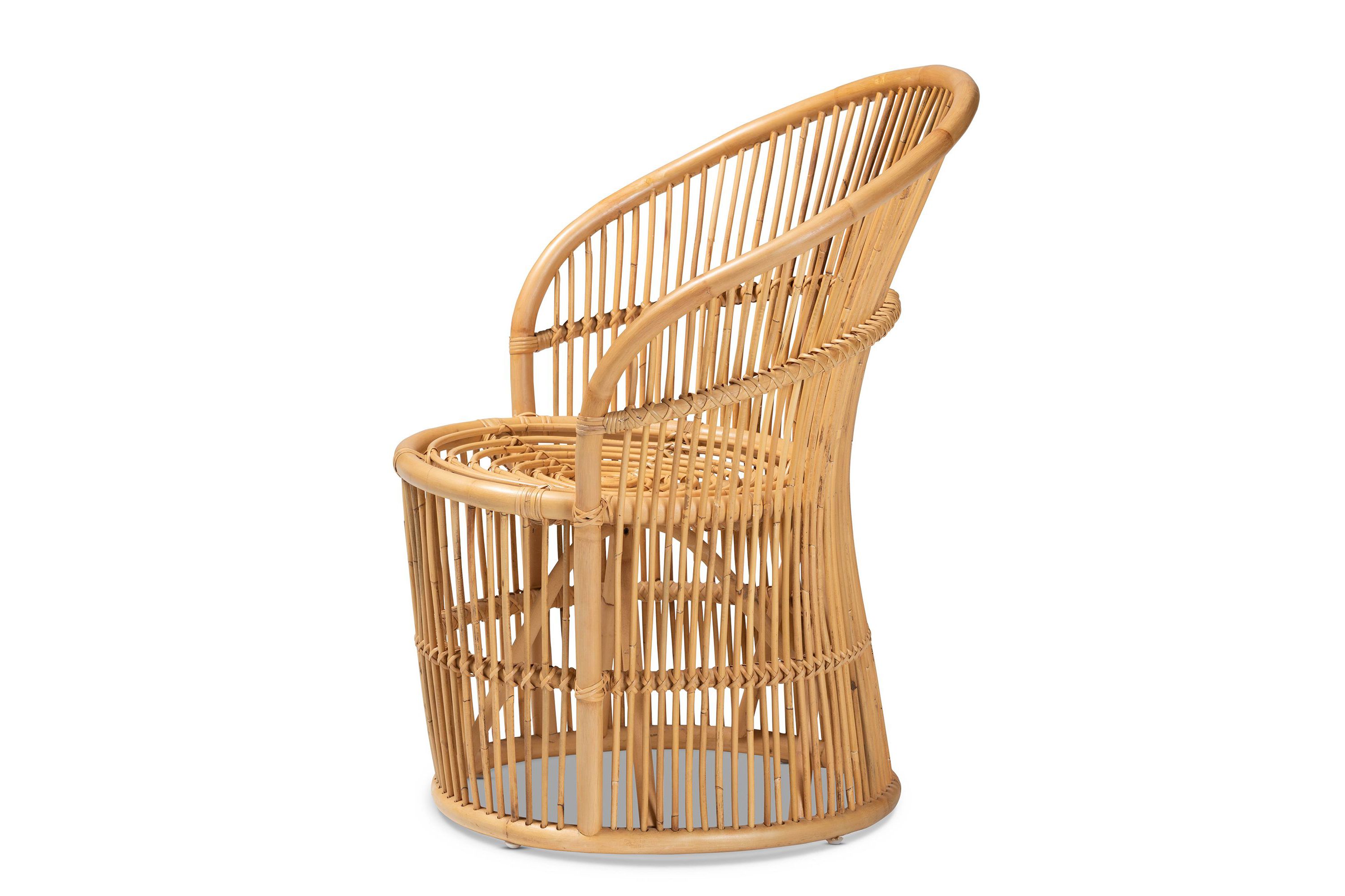 Narva Modern Bohemian Natural Brown Rattan Accent Chair