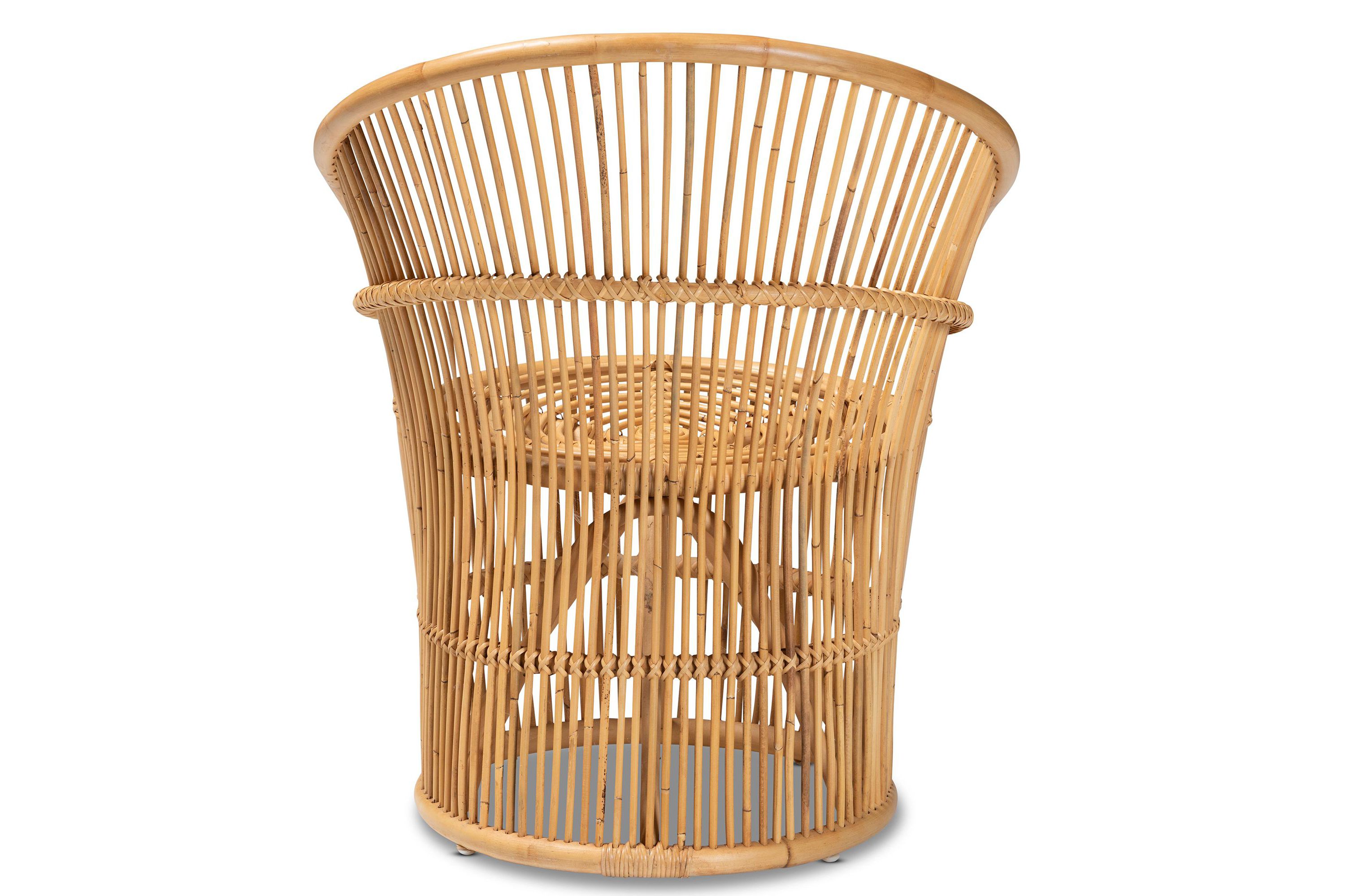 Narva Modern Bohemian Natural Brown Rattan Accent Chair