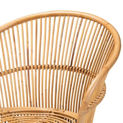 Narva Modern Bohemian Natural Brown Rattan Accent Chair