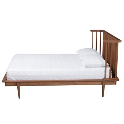 Flint Mid-Century Modern Ash Walnut Finished Wood King Size Platform Bed