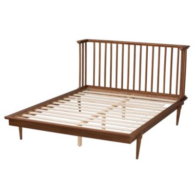 Flint Mid-Century Modern Ash Walnut Finished Wood King Size Platform Bed