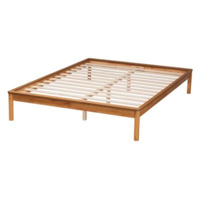 Efren Mid-Century Modern Honey Oak Finished Wood Full Size Bed Frame