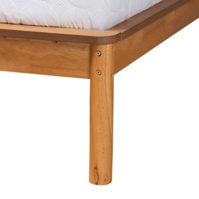 Efren Mid-Century Modern Honey Oak Finished Wood Full Size Bed Frame