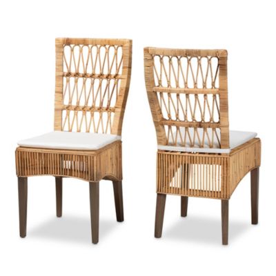 Sullivan Modern Bohemian Natural Brown Rattan Dining Chairs