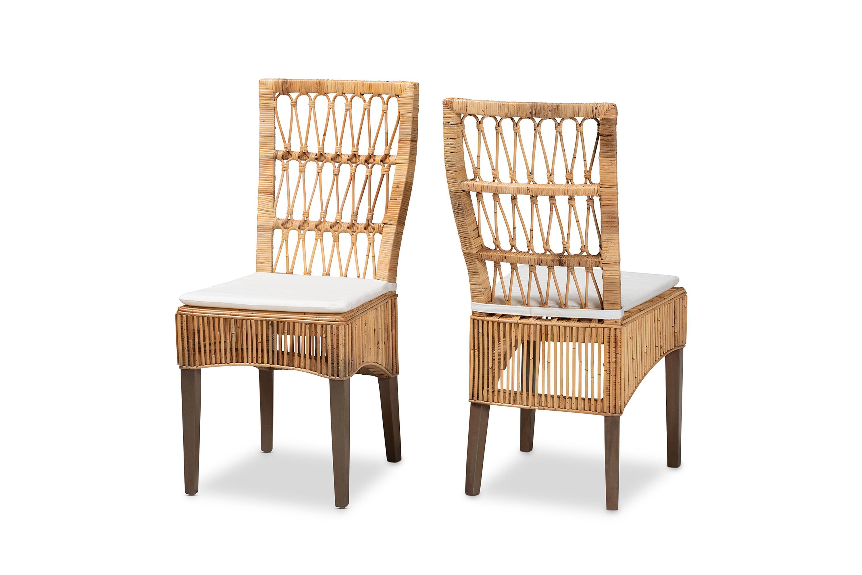 Sullivan Modern Bohemian Natural Brown Rattan Dining Chairs
